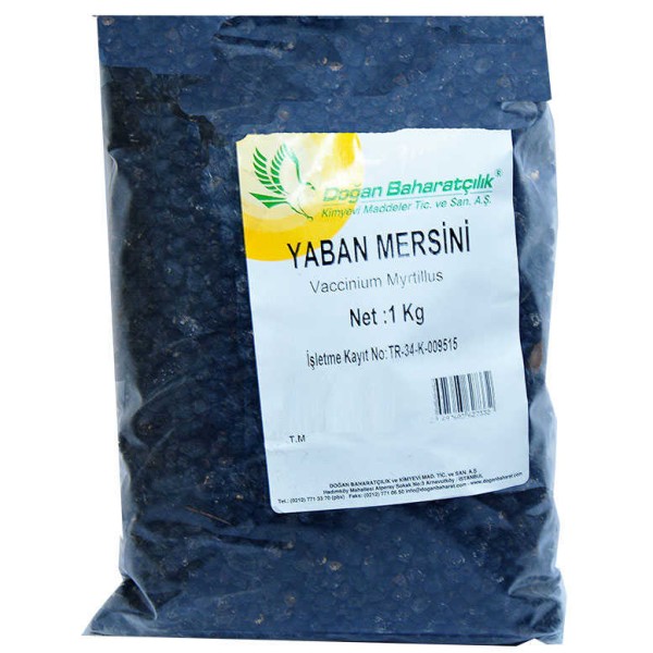 Doğal Acı Yaban Mersini Siyah 1000 Gr Paket